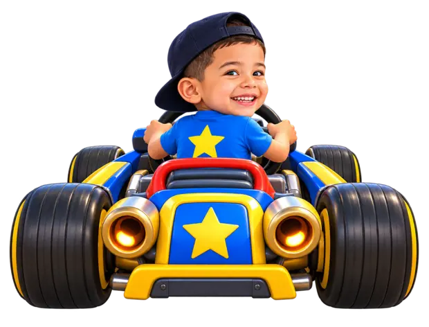 Vladi en su kart azul